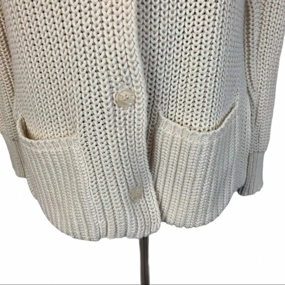 360 Sweater Cardigan XS Beige Button Front V Neck - Picture 3 of 11